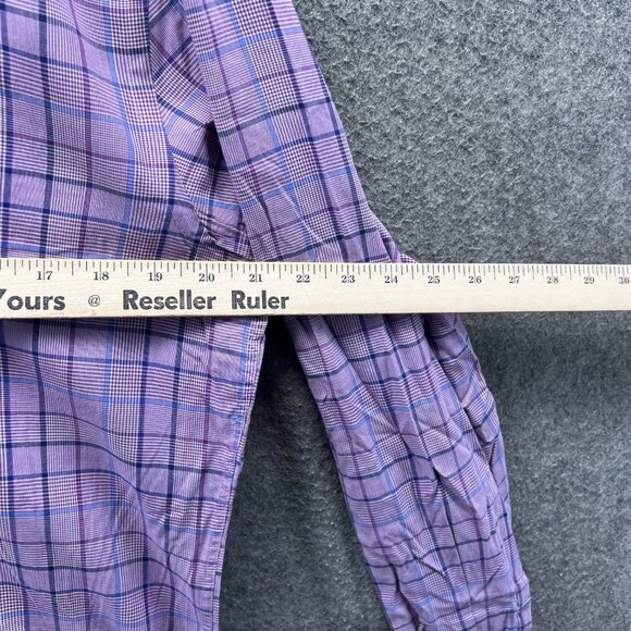 Hugo Boss Dress Shirt Men 16.5 42 Pink Button Down Windowpane Dress Slim Classic - Picture 3 of 10